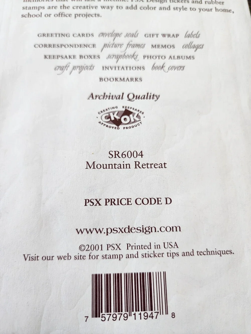 PSX Mountain Retreat Jumbo Sticker Sheets Scrapbooking Vintage Retired NEW #21